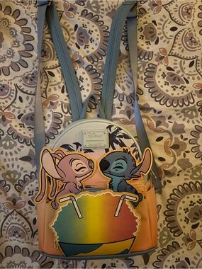 Disney Loungefly Pastel Pink Blue Lilo & Stitch Mini Backpack